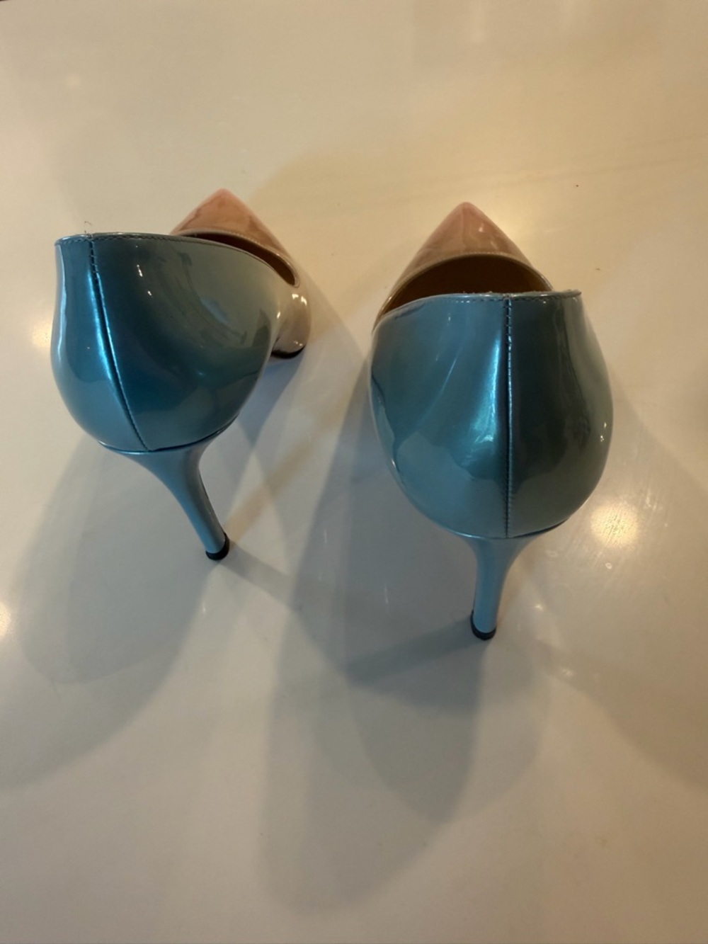 Prada Ombré Iridescent Pointed Toe Pumps in Pink to Blue - Picture 3 of 5